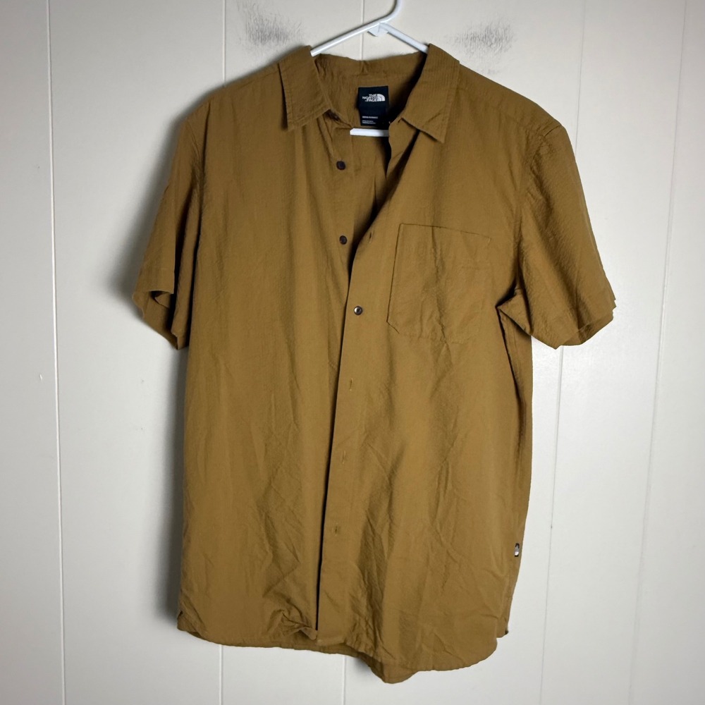 The North Face Mens Short Sleeve Button Up Shirt Casual Top Tan Large